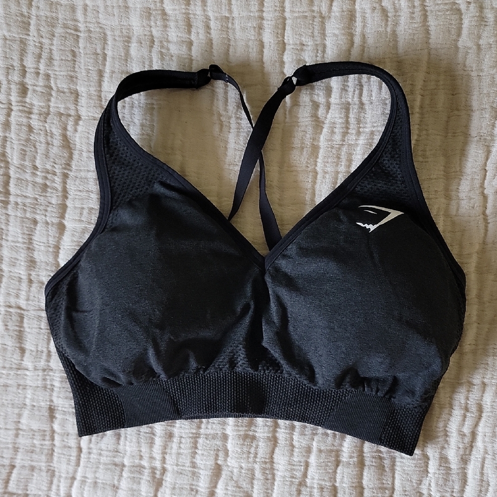 Gymshark Convertible Sports Bra Black Small S Gym Workout Athletic Athleisure - Picture 1 of 5